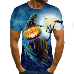 Herrar t shirts halloween pumpa lant skr￤ck tema skalle 3d tryck skjorta rund hals t-shirt gata modestil ￶verdimensionerad casual