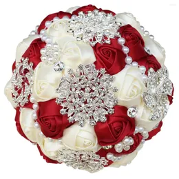 Декоративные цветы в стиле Свадебной Жемчужный Тлафтон Брох Бруш Бридал Бридемаики Букет цветочная атласная лента ручной работы роза с цветоком с цветом