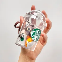 2022 new Starbucks Party Favor Bear Cup Key Chain Hanging Cartoon Loveable Multi function Bag Hanging Car Keychain Toy Placement Couple Creative Personality