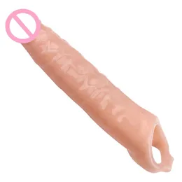 Beauty Items Super Long Thick Wearable Penis Sleeve sexy Big Solid Dildos Enlargement Extender Pumps Vagina Stimulator Sucker Toys Cock Ring