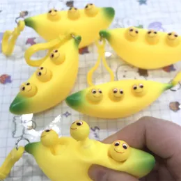 Banana Keychain Decompression Fidget Toy Cute Pinched Happy Vent Ball Children Squeeze for Kids