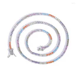 Cadeias Mini 2 mm colorido de tênis cz gelado de latão colar de zircão cúbico para homens jóias para mulheres