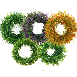 Decorative Flowers 33/47cm Big Artificial Wreath Wall Hanging Plants Fake Garland Plastic Pine Tree Leaf For Thanksgiving Christmas Door