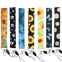 Keychains Lanyards Fashion Little Daisy Flower Key Lanyard Sunflower Car Keychain Id Card Pass Mobile Phone Ring Badge Holder Jewelr Smtib