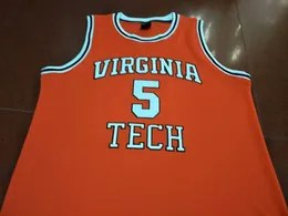 Costurado raro # 5 VIRGINIA TECH Justin Robinson College Basketball Jersey personalizado qualquer número de nome jersey