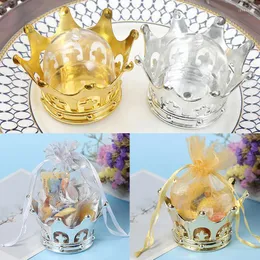 Present Wrap 12/24/48st Crown Silver Gold Birthday Wedding Baby Shower Transparent Organza Bag Macaron Packaging Candy Cookies Box