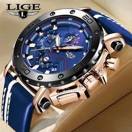Wristwatches Lige Fashion Mens Watches Top Luxury Brand Sport Wath Watch Watch Chronograph Quartz Military Leather Relogio Masculino 221026