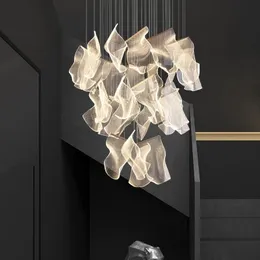 Подвесные лампы светодиодные роскошные художественные бумаги Железный Акрил Десинг