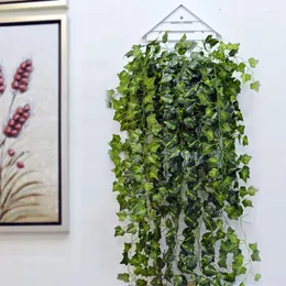 Dekorativa blommor 2.3m konstgjorda gr￶na l￤mnar Garland v￤xter Vine Plastic Ivy Leaf Fake l￶vverk rotting Str￤ng br￶llopsfest hem tr￤dg￥rd