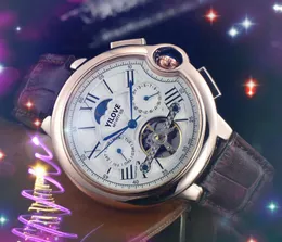 Popolare I più venduti Grandi orologi da uomo 45mm Movimento meccanico automatico Cassa in acciaio inossidabile Ore Fand Display Orologio da polso in vera pelle reloj de lujo