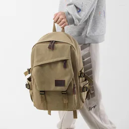 Ryggs￤ck canvas f￶r kvinnor vintage stil utomhus resv￤ska m￤ns casual dagpack tyg zipped ryggs￤ck passar de flesta 15,6 tums b￤rbara