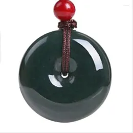 Pendant Necklaces Jade Natural Hetian Peace Buckle Necklace Jewelry Fine Safety Lucky Auspicious Amulet