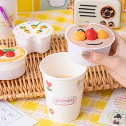 Dinnerware Sets Disposable Milk Cups Thick Paper Juice Drink Cup With Lid Creative Packaging Box For Dessert Drinkware Bottle 20pcs