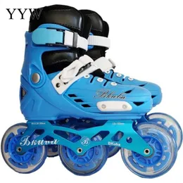 Skridskor rullar sneaker pvc justerbar blixt barn 3 hjul skor skridskoåkning för 2 färger slalom hastighet patines storlek 31-38 l221014