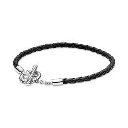 Black Fashion Braided Leather Charm Bracelet Men Women Toggle Clasps Chain Bracelets Pulseras Male Female Jewelry D Type