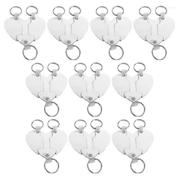 Keychains 10 Sets Sublimation Heart Shaped Blanks MDF Board Thermal Transfer Keyrings Double-Side Printed Key Tags With Split