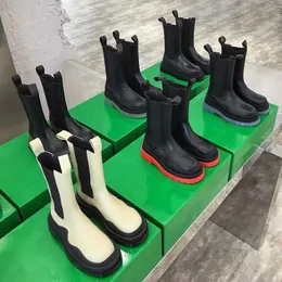 Yağmur Botları Tasarımcı Bayan Moda Kaymaz Platform Ayakkabı Bootie Gerçek Deri Kristal Açık Martin Ayak Bileği Kış Güz Renkli Tabanlar NO423