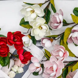 Flores artificiais Casamento Decorativo Flor Magnolia Ramo para decorações de casa