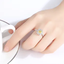 New Luxury Micro Set Zircon s925 Silver Ring Women Jewelry Geometric Design Shiny Gemstone Delicate Ring Wedding Party Accessories