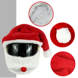 Cykelhjälmar 1st Santa Claus Hjälm Cover Plush Christmas Hat For Motorcyc Hjälm Gott nytt år Party Supplies Xmas Cosplay Accessoories L221014
