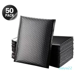 2022 new fashion 50pcs Bubble Envelop Self Seal Black Foil Bubble Mailer For Gift Packaging Lined Poly Mailer Wedding Bag Mailing Envelopes top quality