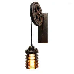 Lampa ścienna Przemysł wiatr Vintage E27 Podnoszenie koła pasowego CE Loft Lek światła sypialnia Korytarz koryta