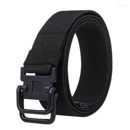 Bälten Elastic Force Weaving Canvas Belt Högkvalitativ fast färglegering dubbelring spänne män trend avslappnad unisex