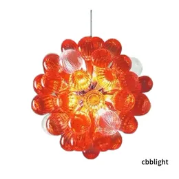 Modern Crystal Chandeliers Pendant Lamps RED Color Flower Shape Chihuly Style Art Hand Blown Glass Chandelier with LED Bulbs for Hotel KTV Club Living Room LR441