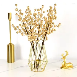 장식용 꽃 50cm4 포크 인공 황금 팜 식물 플라스틱 웨딩 잎 DIY 꽃꽂이 재료 크리스마스 가정 장식