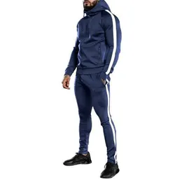 مقطوعة للرجال 2 قطعة مجموعة التقطيع رجال الربيع الخريف مخطط السترات Sweatshirts غير رسمية سستة سحاب كارديجان بدلة الرجل الرياضة للملابس L221027