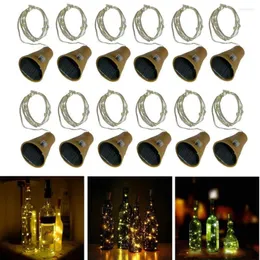 Strängar 10st/parti 10LEDS 20LEDS SOLAR Powered Wine Bottle Cork Form LED String Lights Outdoor Christmas Wedding Party Holiday