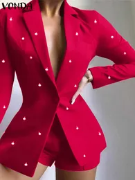 Damskie garnitury Blazery Y2K Women Blazer 2022 Vonda Sexy Printed Lapel Collar Button Up Blazer Casual Long Sleeve Coats Veste Femme Blazer Feminina T221027