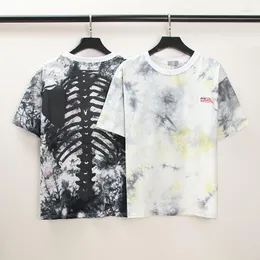 T-shirt da uomo Tie Dye Hirata e Hiro Kapital T-shirt Bone Rib Sleeve Loose Short Splash Ink Rendering Donna