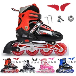 Ice Skates Adjustable Inline Speed Roller Shoes Skating Sneakers For Outdoor Indoor Sport Professional Children Pu 4 Wheels L221014