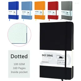 Dotted 100 GSM Bujo Planner A5 Hardcover 160 Pages Inside Pocket School&office Notebook Stationery