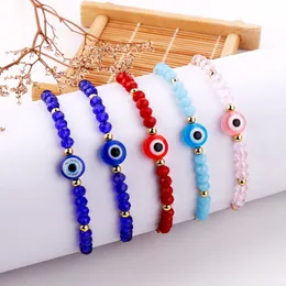 Turkije Blue Evil Eye Eye Bracelet Vrouwen Handgemaakte touwketen Crystal Lucky Eyes kralen Schakebellen Girl Party Sieraden Geschenk paar