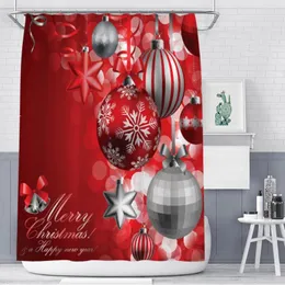 샤워 커튼 빨간 커튼 3D 프린트 산타 엘크 크리스마스 선물 방수 폴리 에스테르 목욕 홈 장식 2022 년 침실