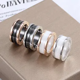 Toppdesigner ringar B Double Band Love Ring Titanium Steel Jewelry 18K Guldpl￤terade m￤n Kvinnor Par Rose Gold Silver Wedding Engagemang Gift Storlek 6 7 8 9 10 11 12 Fade aldrig