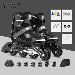 Patins de gelo Crianças patins de patins ajustáveis ​​sapatos de skate em linha piscando 82a 70m Wheels Sneaker para iniciantes ao ar livre para meninos meninas vermelhas L221014