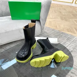 Mujer Martin Botas Botines Tacones altos Zapatos de mujer Cuero de vaca Cinturón elástico Diseñador 100% Cuero Señora Plataforma Moda Otoño Invierno Grueso 005