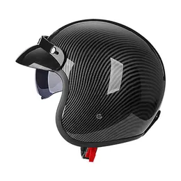 Cykelhjälmar Kolfibermönster Motorcyc Hjälm Öppen Face Scooter Casco Pilot Men Motor Capacete de Moto Factory direkt L221014