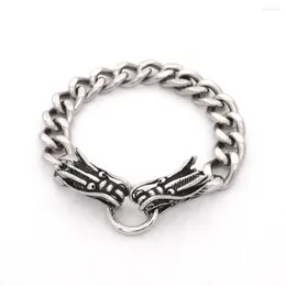 Charm Bracelets JSBAO Selling Silver Color Double Oriental Dragon Animal Bracelet Memorial Gift Men Stainless Steel Jewelry