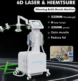 2022 Lipolaser 2 em 1 Emslim 6Dlaser Máquina de Emagrecimento Derretimento de Gordura Construir Músculo 6d Laser Luz Verde Vermelha Ems Equipamento de Treinador Estimulador Muscular