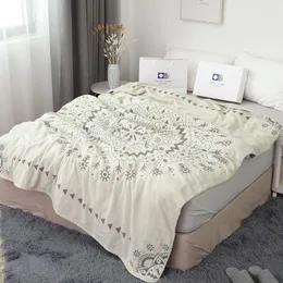 Coperte Coperta Bohemien Stampata In Cotone Copriletto Per Letto Mussola Grigia Grande Fodera Estiva Morbida Divano Sottile