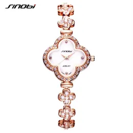 Polshorloges Sinobi Top Watches Women Fashion Four Leaf Clover Shape Bracelet PolsWatch Noble Ladies Jewelry Watch2240