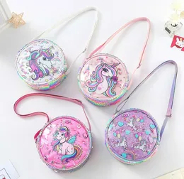 Bolsa de lantejoulas para crianças Bolsa de crossbody Glitter Rainbow Fanny Pack Child Student Girl Cartoon Bags de ombro