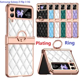 مفصل حلقة ل Samsung Galaxy Z Flip 3 4 5 Flip4 Flip5 Case Caselated Leather Cover Cover Hard