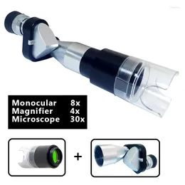 Telescope Mini Pocket 8X20 Silver Monocular With Magnifying Hood Microscope Magnifier