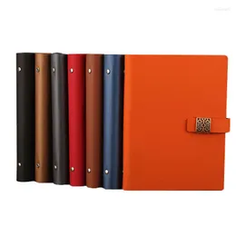 RuiZe Fashion Magnetic Buckle Spiral Notebook A5 Leather Notepad Planner 6 Ring Binder Loose Leaf Note Book Can Be Refilled