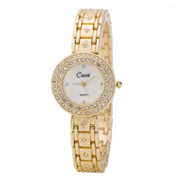 Wristwatches WA186 CUSSI Women Bracelet Watches Flower Luxury Rhinestone Ladies Dress Quartz Relogio Feminino Gift